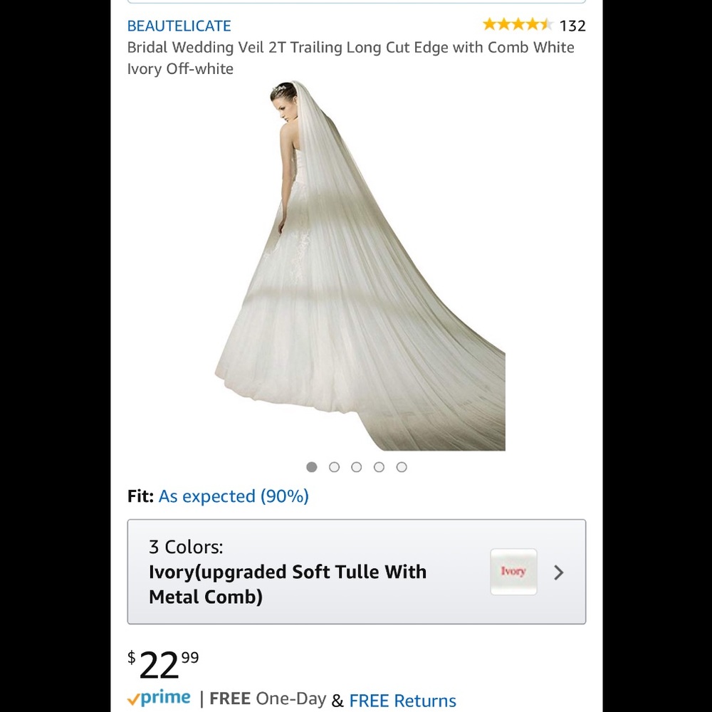 NWOT 2 tier - ivory, cathedral length bridal veil